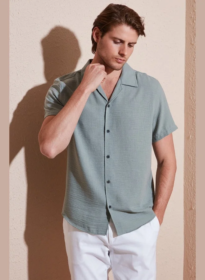 Buratti  Buratti Linen Look Short Sleeve Open Collar Regular Fit Shirt Men's SHIRT CF23S116775 for Men | Best Price UAE