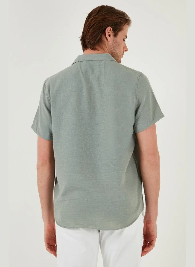 Buratti  Buratti Linen Look Short Sleeve Open Collar Regular Fit Shirt Men's SHIRT CF23S116775 for Men | Best Price UAE