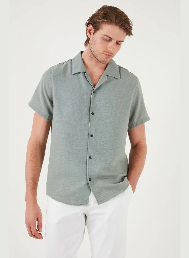 Buratti  Buratti Linen Look Short Sleeve Open Collar Regular Fit Shirt Men's SHIRT CF23S116775 for Men | Best Price UAE