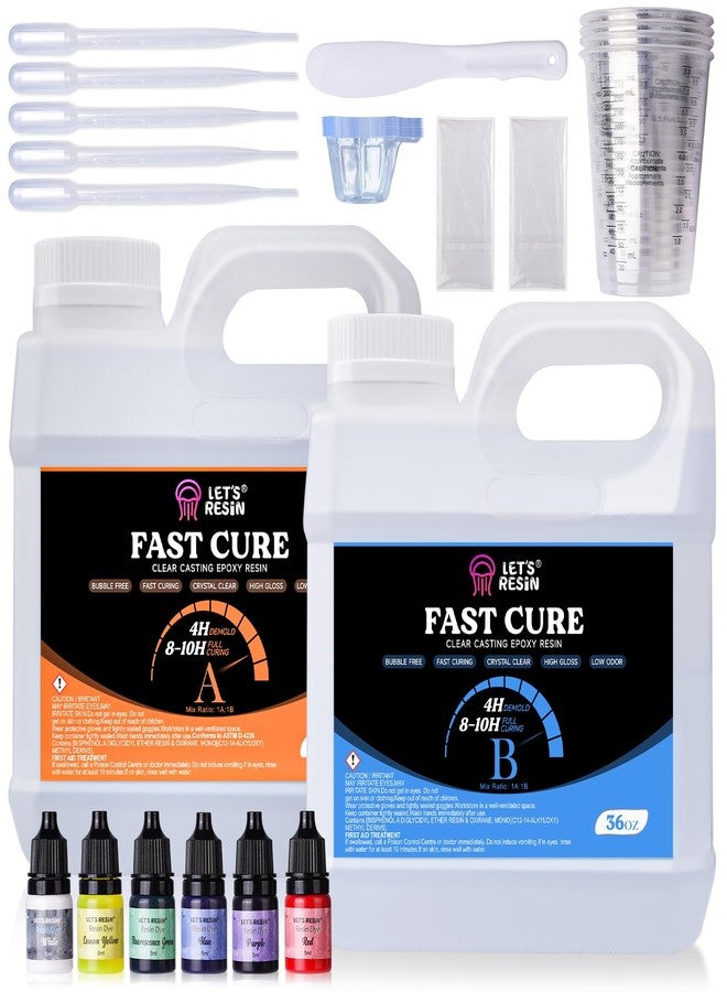 LET'S RESIN راتنج LET'S RESIN علاج سريع، إزالة القالب في 4 ساعات، 72 أونصة ترقية تجفيف سريع وراتنج شفاف، مجموعة راتنج خالية من الفقاعات للحرف، الفن، مستلزمات الحرف مع صبغة، كوب، عصا تحريك - Image 1