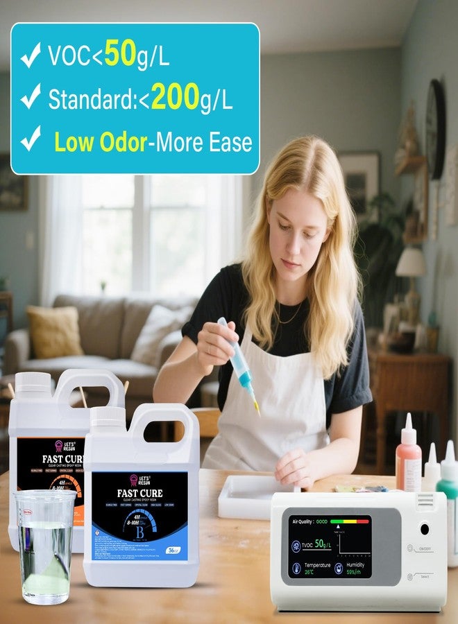 LET'S RESIN راتنج LET'S RESIN علاج سريع، إزالة القالب في 4 ساعات، 72 أونصة ترقية تجفيف سريع وراتنج شفاف، مجموعة راتنج خالية من الفقاعات للحرف، الفن، مستلزمات الحرف مع صبغة، كوب، عصا تحريك - Image 4