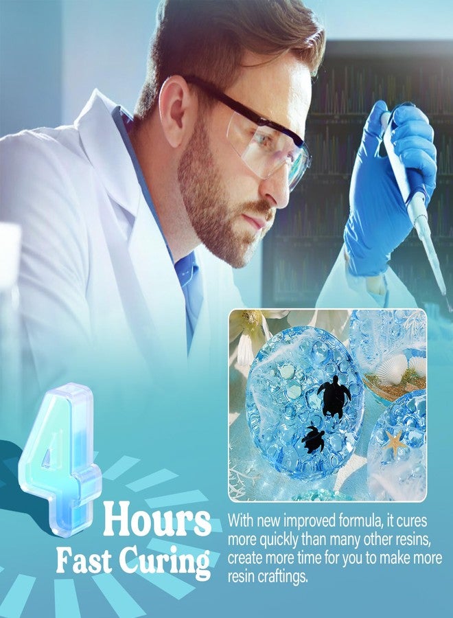 LET'S RESIN راتنج LET'S RESIN علاج سريع، إزالة القالب في 4 ساعات، 72 أونصة ترقية تجفيف سريع وراتنج شفاف، مجموعة راتنج خالية من الفقاعات للحرف، الفن، مستلزمات الحرف مع صبغة، كوب، عصا تحريك - Image 2