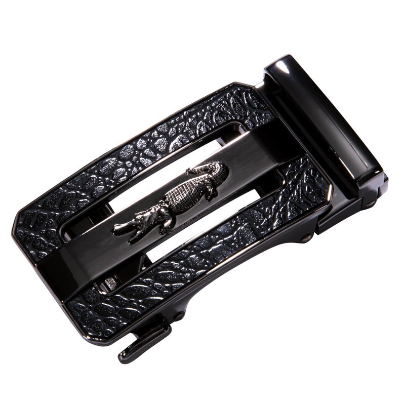 Dubulle Belt for Men Black Ratchet Automatic Buckle Designer Emnossed 1 3/8 Leather Gift Business Casual - Image 2