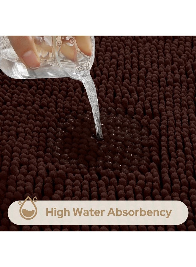 HOMEIDEAS HOMEIDEAS 3 Pieces Bathroom Rugs, Ultra Soft Non Slip Absorbent Chenille Toilet Bath Mat Set (Brown) - Image 4
