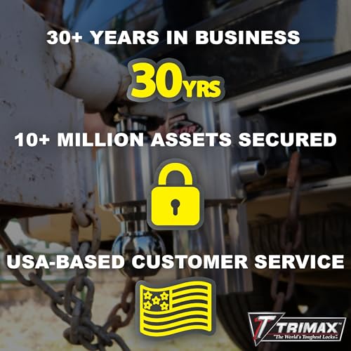 Trimax ترماكس – T5 بلاك – قفل مستقبل 5/8" – 3.5" مدى، يناسب وصلات الفئة V، فولاذ كروم مطروق بالآلة، طلاء إيبوكسي أسود، قفل مضاد للسرقة مع مفتاح - Image 3