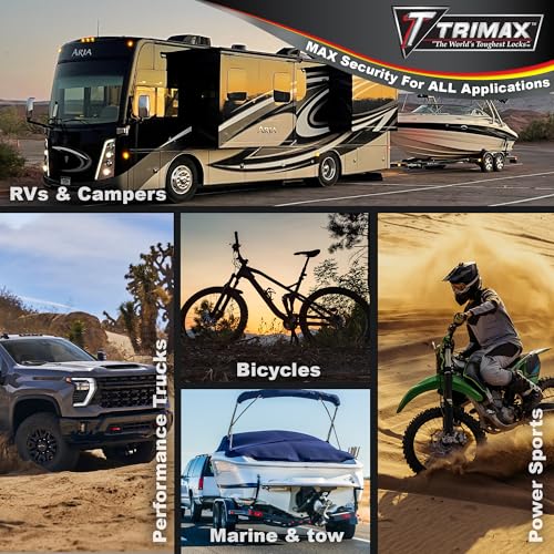 Trimax ترماكس – T5 بلاك – قفل مستقبل 5/8" – 3.5" مدى، يناسب وصلات الفئة V، فولاذ كروم مطروق بالآلة، طلاء إيبوكسي أسود، قفل مضاد للسرقة مع مفتاح - Image 4