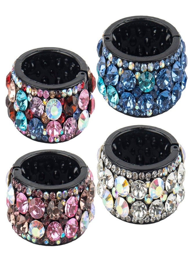 AUEAR, 4 Pack Rhinestone Hair Ponytail Holder Crystal Cuff Elastic Tie Band for Women (Style B) - Image 1