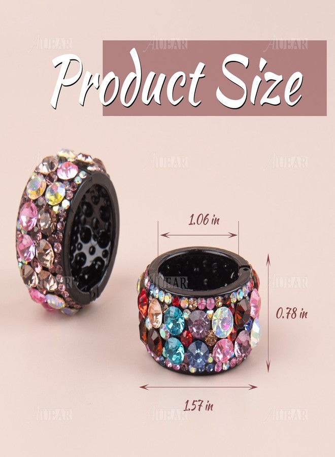 AUEAR, 4 Pack Rhinestone Hair Ponytail Holder Crystal Cuff Elastic Tie Band for Women (Style B) - Image 2