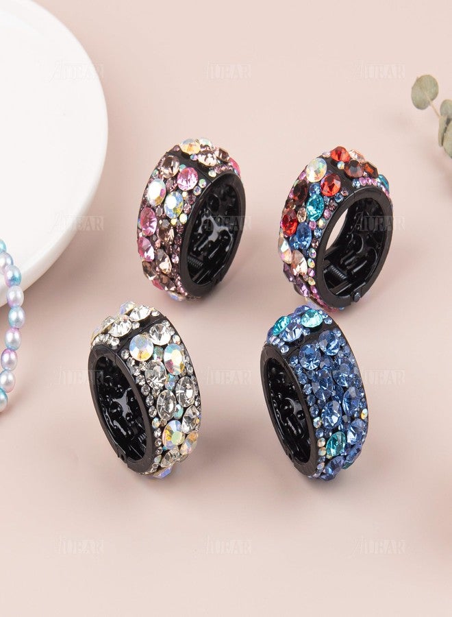 AUEAR, 4 Pack Rhinestone Hair Ponytail Holder Crystal Cuff Elastic Tie Band for Women (Style B) - Image 5