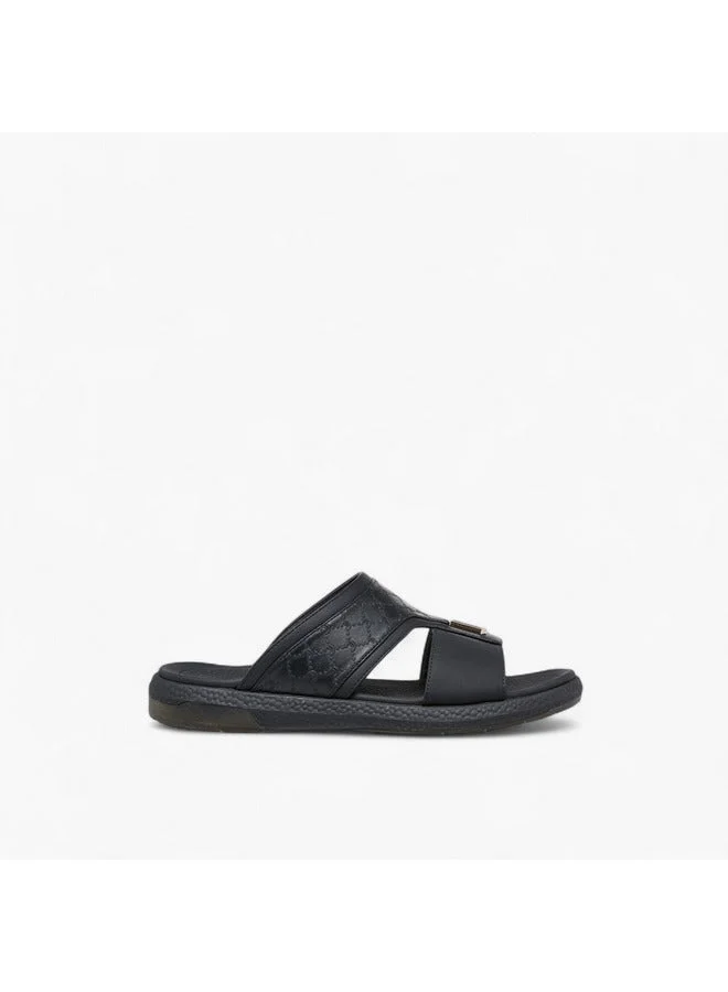 Men Logo Embossed Slip-On Comfort Sandals