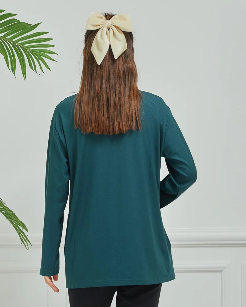 ستيلموني Women's Mother Oil Embroidered Casual Middle Age Combed Cotton Blouse