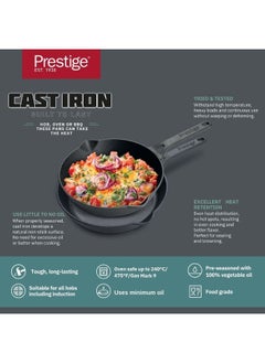 Prestige Prestige Pre-Seasoned Cast Iron Cookware Set - 20Cm & 24Cm Frypan | Set Combo Offer for Kitchen | Iron Utensils for Cooking | Induction Cookware Set, Black, PR49082  - Image 3