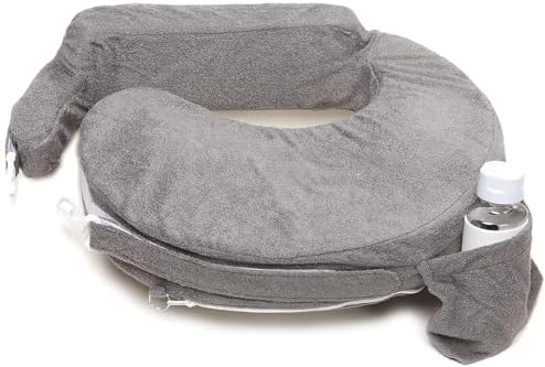 My Brest Friend Deluxe Nursing Pillow For Breastfeeding & Bottle Feeding, Enhanced Posture Support Feeding Pillow, Double Straps & Removable Extra Soft Slipcover, Evening Grey