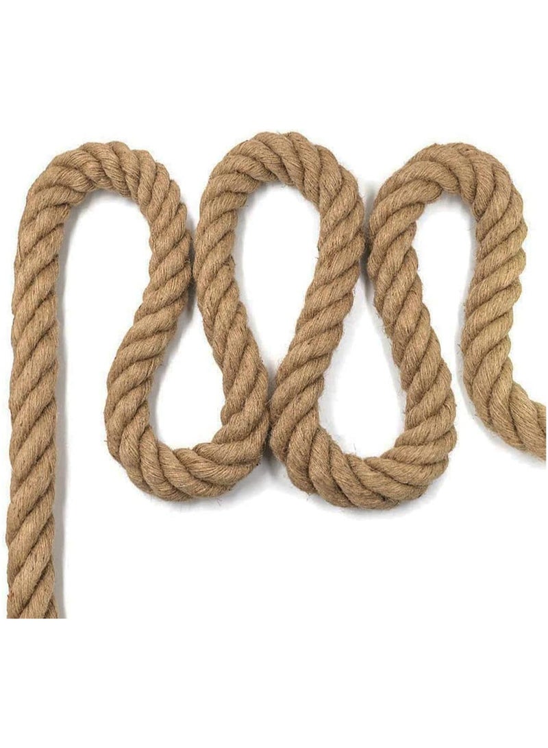 حبل الجوت السميك من الألياف الطبيعية الملتوية من القنب للحديقة والرياضة والديكور (5 أمتار و20 مم) - Image 1
