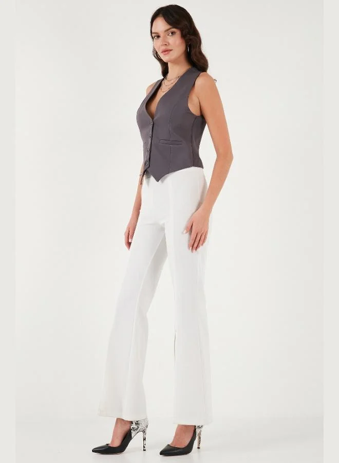 Lela Lela Fitted Buttoned V-Neck Vest Women's Vest 6696796