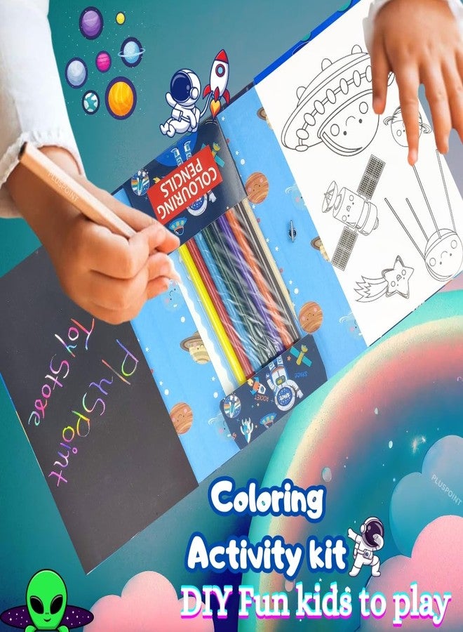 بلس بوينت مجموعة تلوين رواد الفضاء للسفر من بلس بوينت، تتضمن 30 صفحة تلوين، و10 أوراق تلوين بألوان قوس قزح، و8 أقلام تلوين مزدوجة الرأس للرسم، مجموعة تلوين للسفر للأطفال من سن 3 إلى 12 عامًا - Image 4