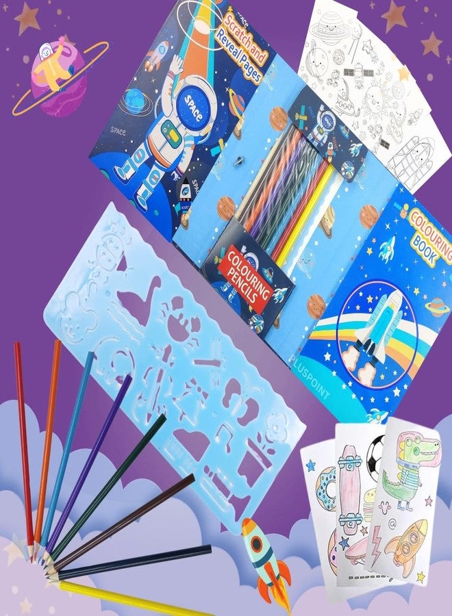 بلس بوينت مجموعة تلوين رواد الفضاء للسفر من بلس بوينت، تتضمن 30 صفحة تلوين، و10 أوراق تلوين بألوان قوس قزح، و8 أقلام تلوين مزدوجة الرأس للرسم، مجموعة تلوين للسفر للأطفال من سن 3 إلى 12 عامًا - Image 2