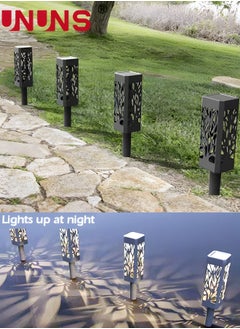 UNUNS 4-Piece LED Solar Pathway Lights,Solar Lights Outdoor Waterproof,Adjustable Solar Garden Lights For Walkway Yard Driveway Backyard Decor  - Image 2
