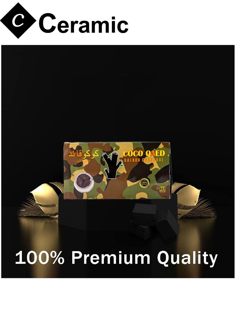 CERAMIC - Coco Qaed Charcoal Quick Ignite and Long Lasting 72 Pieces 3 Boxes Combo Pack Green Army - Image 1