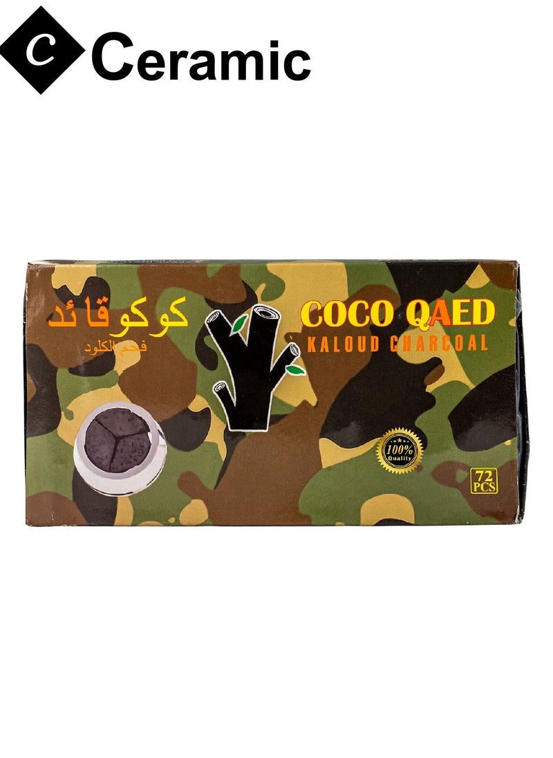 CERAMIC - Coco Qaed Charcoal Quick Ignite and Long Lasting 72 Pieces 3 Boxes Combo Pack Green Army - Image 1