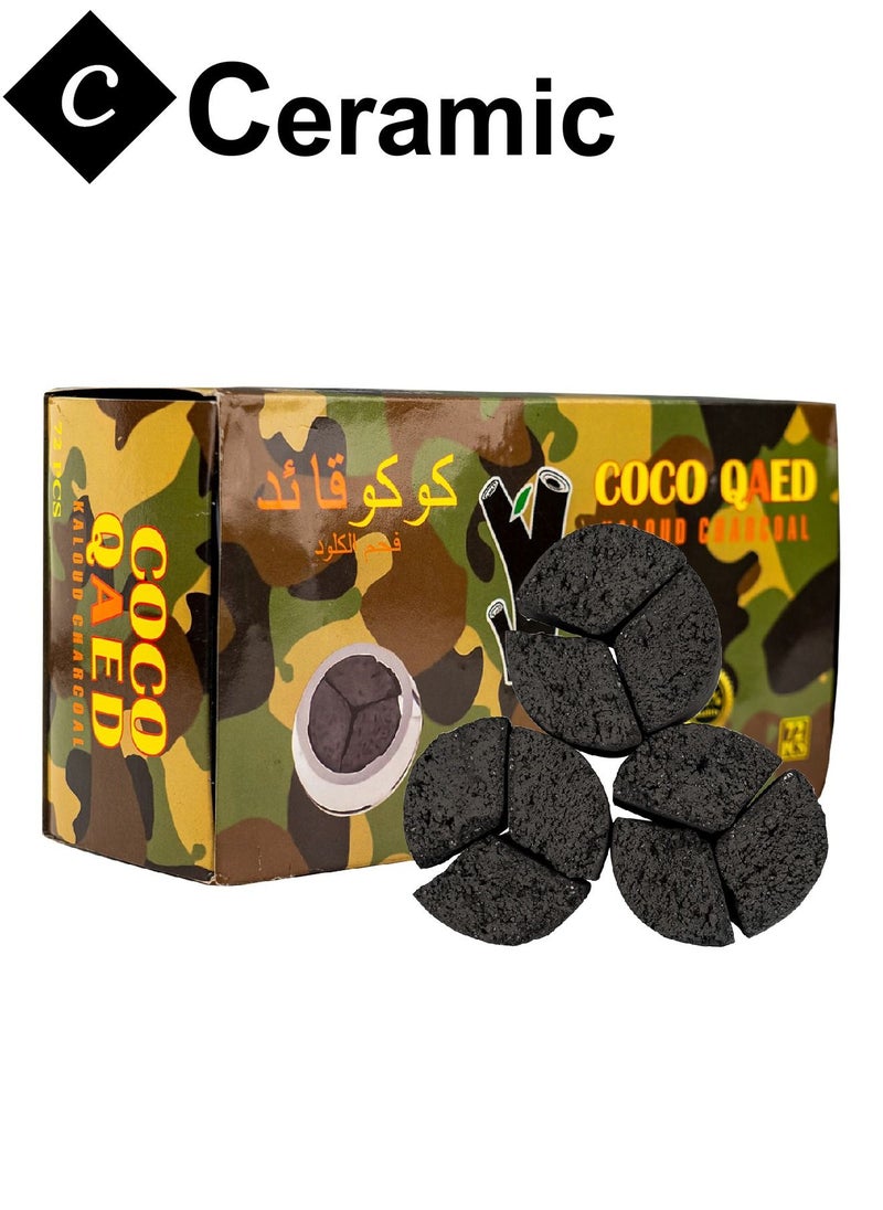CERAMIC - Coco Qaed Charcoal Quick Ignite and Long Lasting 72 Pieces 3 Boxes Combo Pack Green Army - Image 1