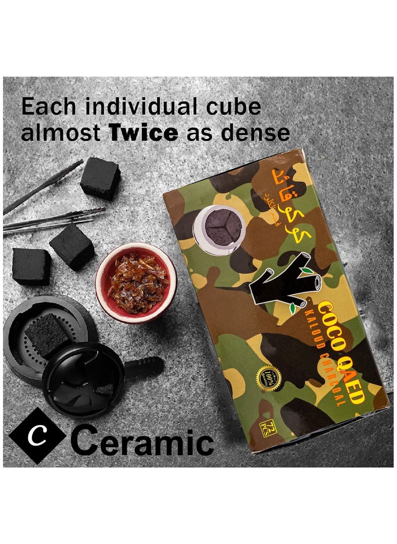 CERAMIC - Coco Qaed Charcoal Quick Ignite and Long Lasting 72 Pieces 3 Boxes Combo Pack Green Army - Image 1