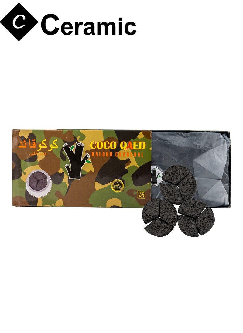 CERAMIC - Coco Qaed Charcoal Quick Ignite and Long Lasting 72 Pieces 3 Boxes Combo Pack Green Army - Image 1