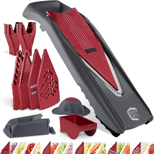 Börner Mandoline Slicer Vital (Profi Set) • Vegetable Slicer with Stainless Steel V-Blade & Dressing Function • 12 Cutting Styles • For Slices, Zoodles, Strips, & Dices in Various Thicknesses - Image 1