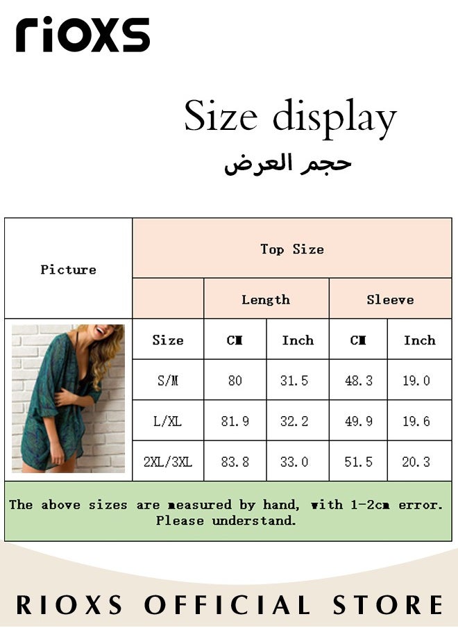 RIOXS - Women Casual Floral Print Beach Cover Ups Short Sleeve Kimono Cardigan Loose Beach Swimsuit Dress - Image 1