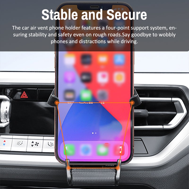 Car Phone Holder Air Vent Phone Mount 360 Degree Rotatable Clamping Navigation Phone Stand Fits up to 85mm Phone Width - Image 4