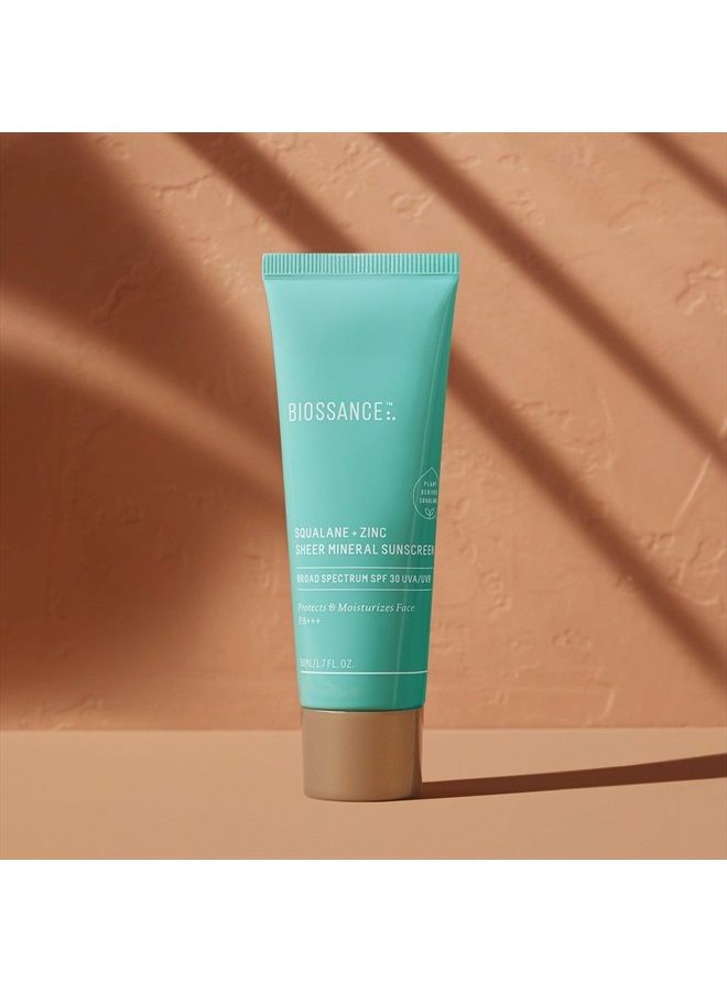 BIOSSANCE Biossance Squalane + Zinc Sheer Mineral Sunscreen. Broad-Spectrum SPF 30 PA+++ Zinc Oxide Sunscreen That Protects and Hydrates Sensitive Skin. Lightweight, Non-Greasy and Reef-Safe (1.7 ounces) - Image 2