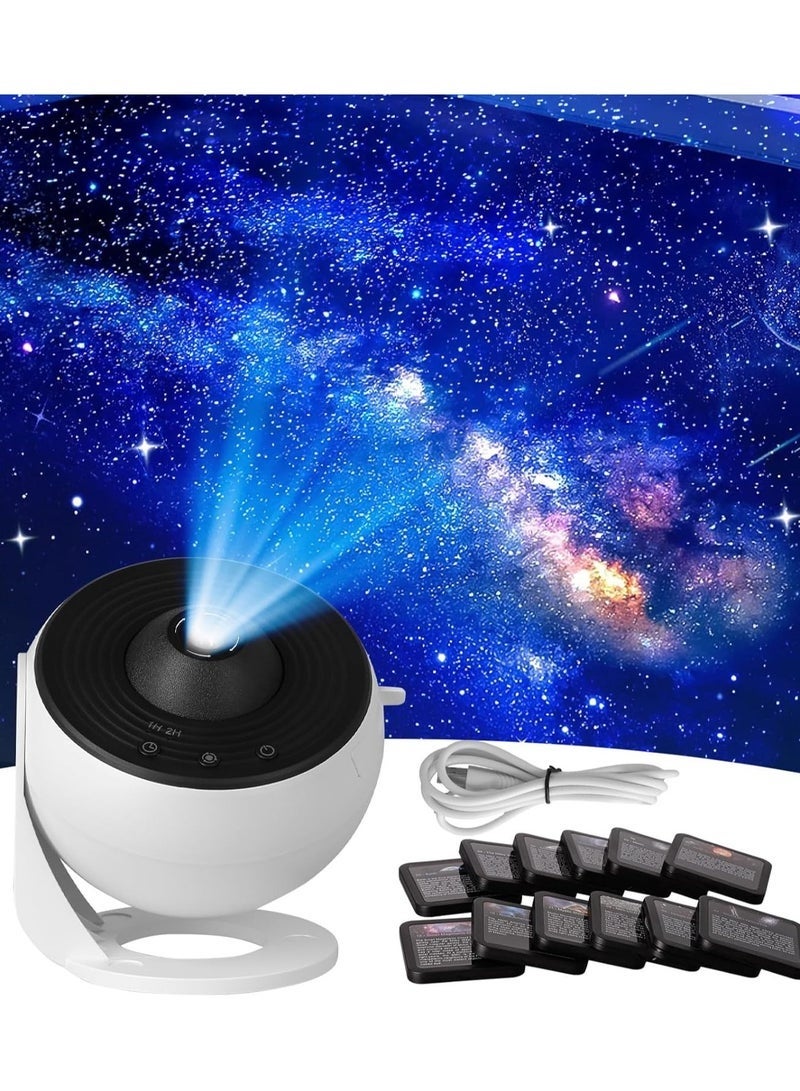 Macon Galaxy Projector 3-in-1 LED Starry Light Projector with 12 Slides, Timer & Adjustable Focus – Quiet Star Projector for Bedroom, Party, Kids' Room & Ceiling Decor - Image 1