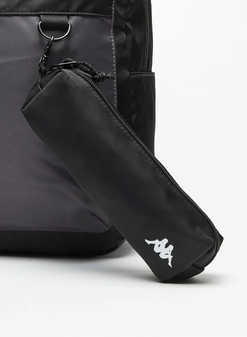 Kappa Logo Print Backpack with Pencil Case