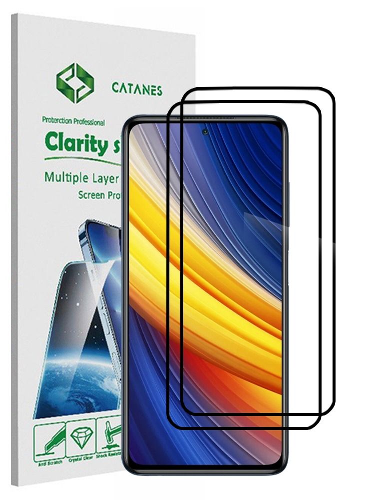 CATANES 2 Pack For Xiaomi Poco X3 NFC Screen Protector Tempered Glass Full Glue Back - Image 1
