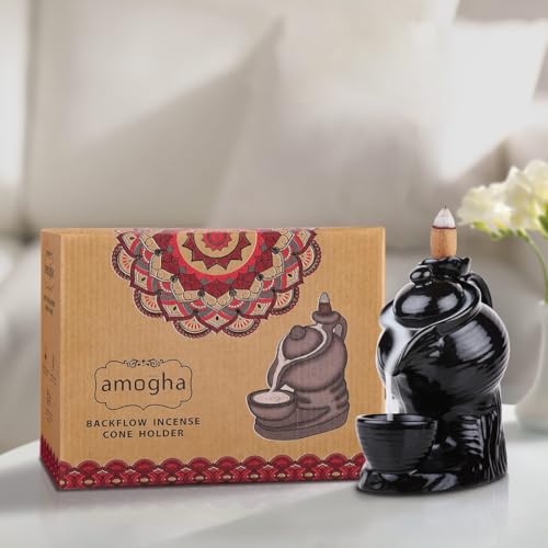 IRIS Amogha Backflow Incense Cone Holder Showpiece (Teapot) | Meditating Alien Design | Smoke Fountain for Home, Office Desk, Living Room Decor | Gift Item| with 10 Free Incense Cones. - Image 1