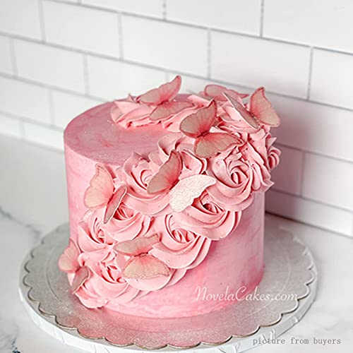 GEORLD Edible Wafer Paper Butterflies Set of 48 Pink Cake Decorations, Cupcake Topper - Image 2