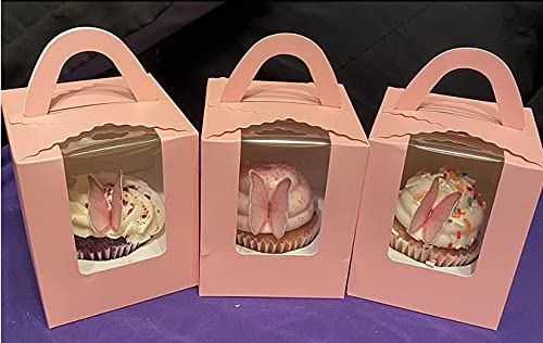 GEORLD Edible Wafer Paper Butterflies Set of 48 Pink Cake Decorations, Cupcake Topper - Image 5