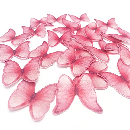 GEORLD Edible Wafer Paper Butterflies Set of 48 Pink Cake Decorations, Cupcake Topper - Image 4