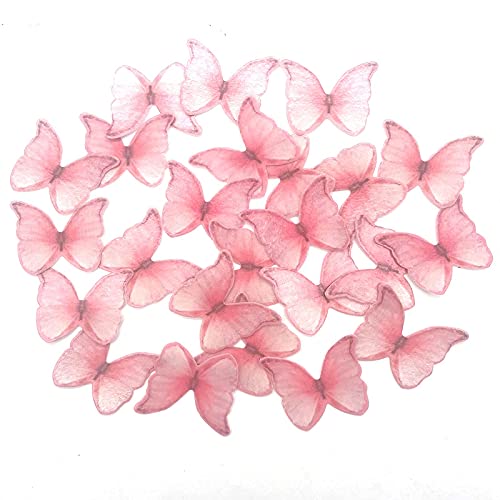 GEORLD Edible Wafer Paper Butterflies Set of 48 Pink Cake Decorations, Cupcake Topper - Image 3