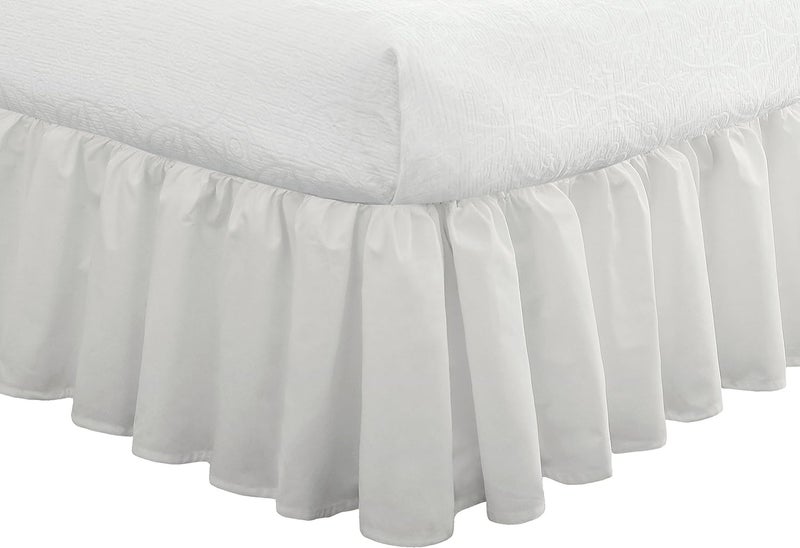 FRESH IDEAS Ideas Bedding Ruffled Bed Skirt Classic 14 Drop Length Gathered Styling Full White FRE30114WHIT02
