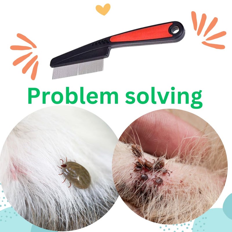 Healing Leaf Pet Flea Comb for Dog, Cat, Birds and Rabbit | Stainless Steel Fine Tooth Flea Lice Tear Stain Remover Comb | Hair Nit Comb for Head Nit Treatment Removes Head Nits (Large) - Image 3