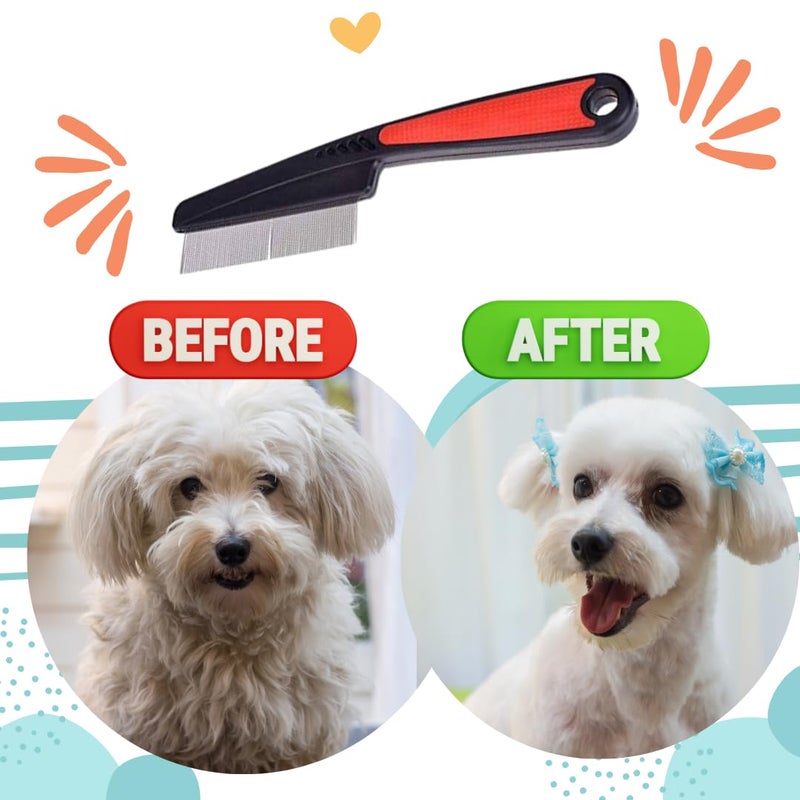 Healing Leaf Pet Flea Comb for Dog, Cat, Birds and Rabbit | Stainless Steel Fine Tooth Flea Lice Tear Stain Remover Comb | Hair Nit Comb for Head Nit Treatment Removes Head Nits (Large) - Image 4