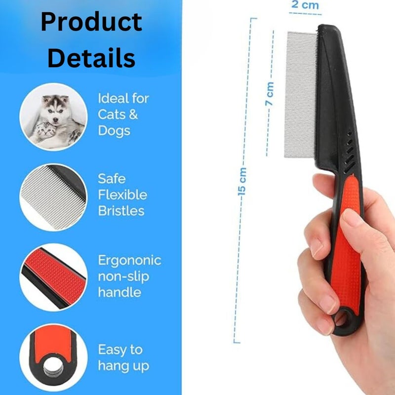 Healing Leaf Pet Flea Comb for Dog, Cat, Birds and Rabbit | Stainless Steel Fine Tooth Flea Lice Tear Stain Remover Comb | Hair Nit Comb for Head Nit Treatment Removes Head Nits (Large) - Image 5