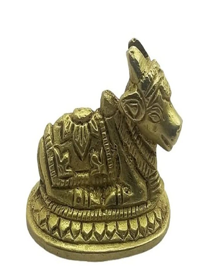 A & S VENTURES A&S Ventures Nandi Vahan of Shiv Ji Beautiful Hand Carved and Spiritual Product in Brass Gold for Temple, Mandir - Image 1
