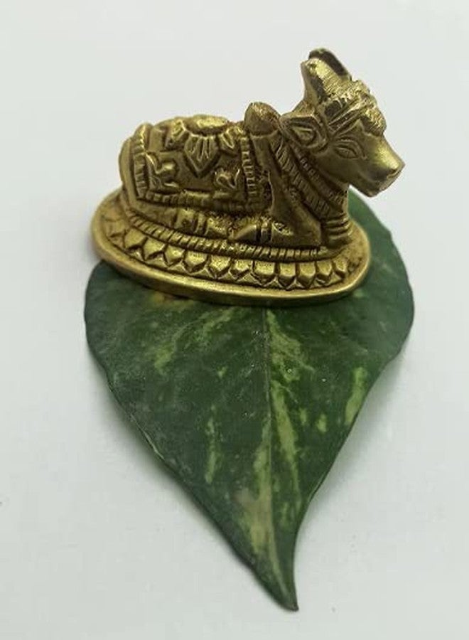 A & S VENTURES A&S Ventures Nandi Vahan of Shiv Ji Beautiful Hand Carved and Spiritual Product in Brass Gold for Temple, Mandir - Image 3