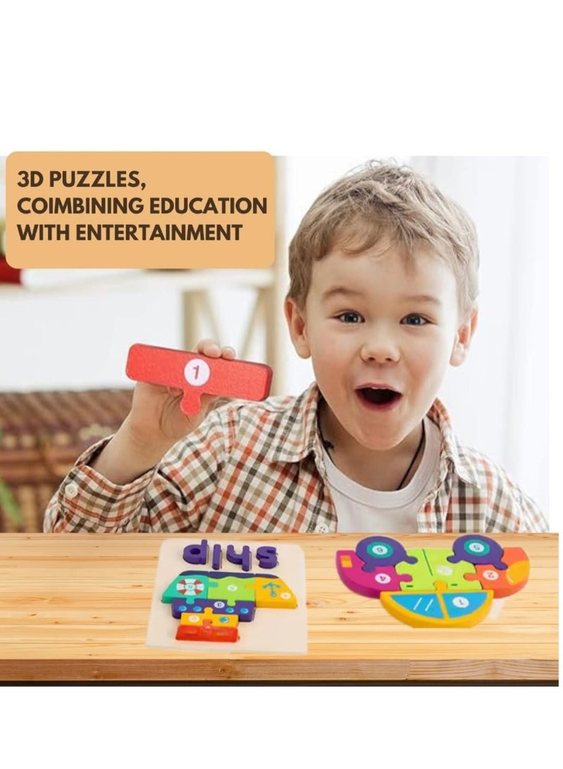 اي ديد ألغاز خشبية للأطفال الصغار، عبوة من 6 ألغاز خشبية مرقمة، ألعاب مونتيسوري للأولاد والبنات من سن 3 إلى 5 سنوات، ألعاب تعليمية لمرحلة ما قبل المدرسة للأطفال، هدايا عيد الميلاد - Image 2