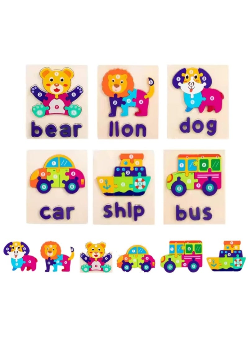 اي ديد ألغاز خشبية للأطفال الصغار، عبوة من 6 ألغاز خشبية مرقمة، ألعاب مونتيسوري للأولاد والبنات من سن 3 إلى 5 سنوات، ألعاب تعليمية لمرحلة ما قبل المدرسة للأطفال، هدايا عيد الميلاد - Image 1