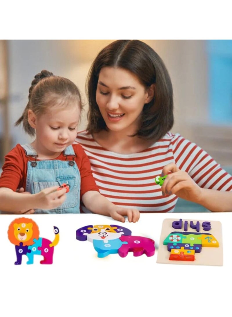 اي ديد ألغاز خشبية للأطفال الصغار، عبوة من 6 ألغاز خشبية مرقمة، ألعاب مونتيسوري للأولاد والبنات من سن 3 إلى 5 سنوات، ألعاب تعليمية لمرحلة ما قبل المدرسة للأطفال، هدايا عيد الميلاد - Image 3