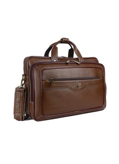 HAMMONDS FLYCATCHER HAMMONDS FLYCATCHER Genuine Leather Expandable Office Bag for Men with Trolley Strap - Adjustable Strap - 15.6 Inch Leather Laptop Bag for Men - Leather Bag for Men with 1 Year Warranty - Brushwood  - Image 1