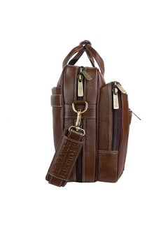 HAMMONDS FLYCATCHER HAMMONDS FLYCATCHER Genuine Leather Expandable Office Bag for Men with Trolley Strap - Adjustable Strap - 15.6 Inch Leather Laptop Bag for Men - Leather Bag for Men with 1 Year Warranty - Brushwood  - Image 2